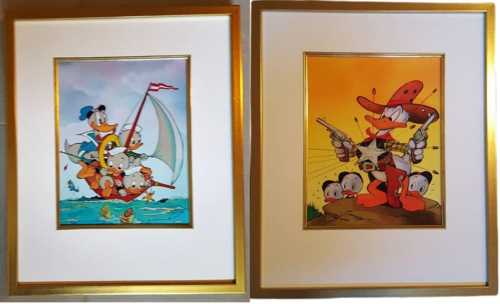 2 sericel prototypes featuring the art of Carl Barks