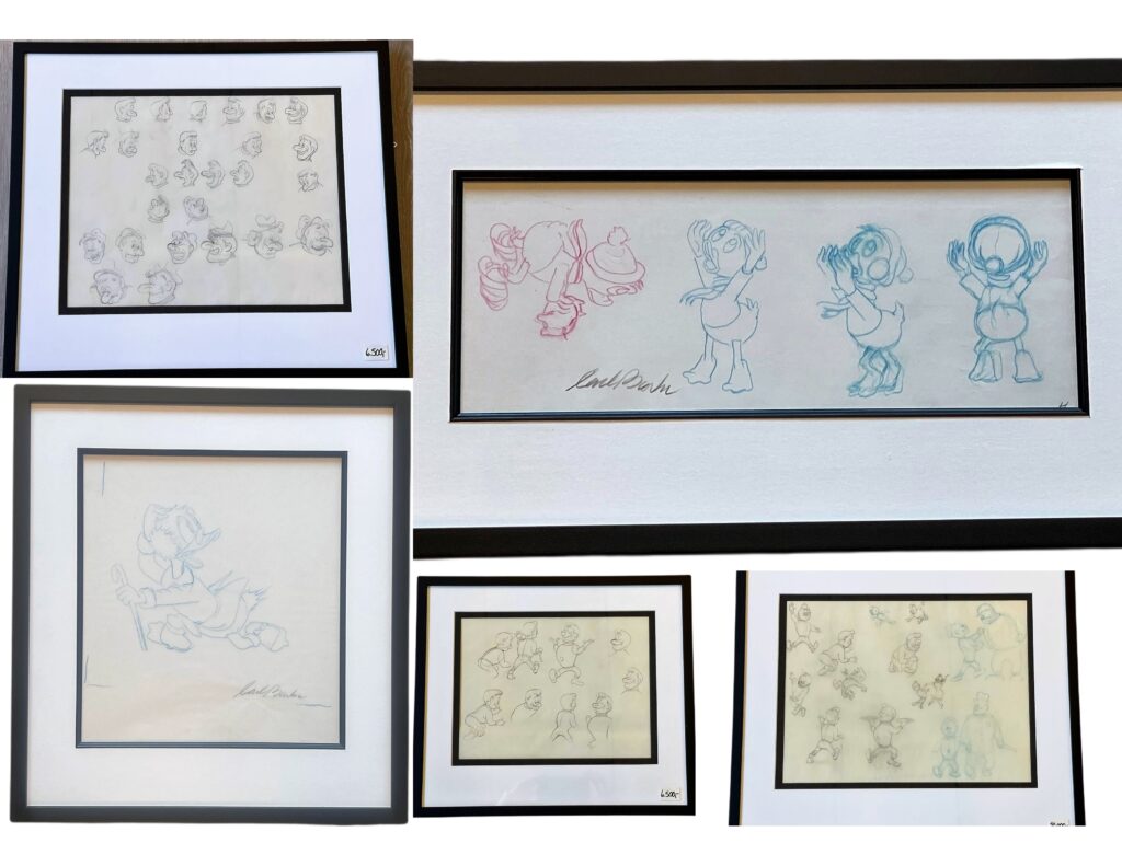 8 original drawings by Carl Barks