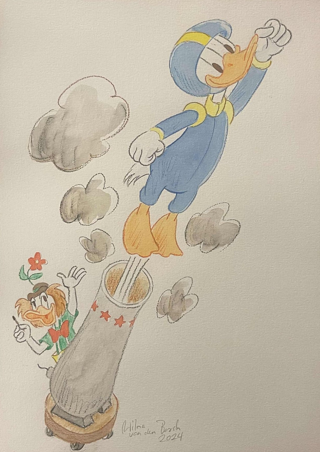 Original Watercolour: Donald Duck's 90th Anniversary