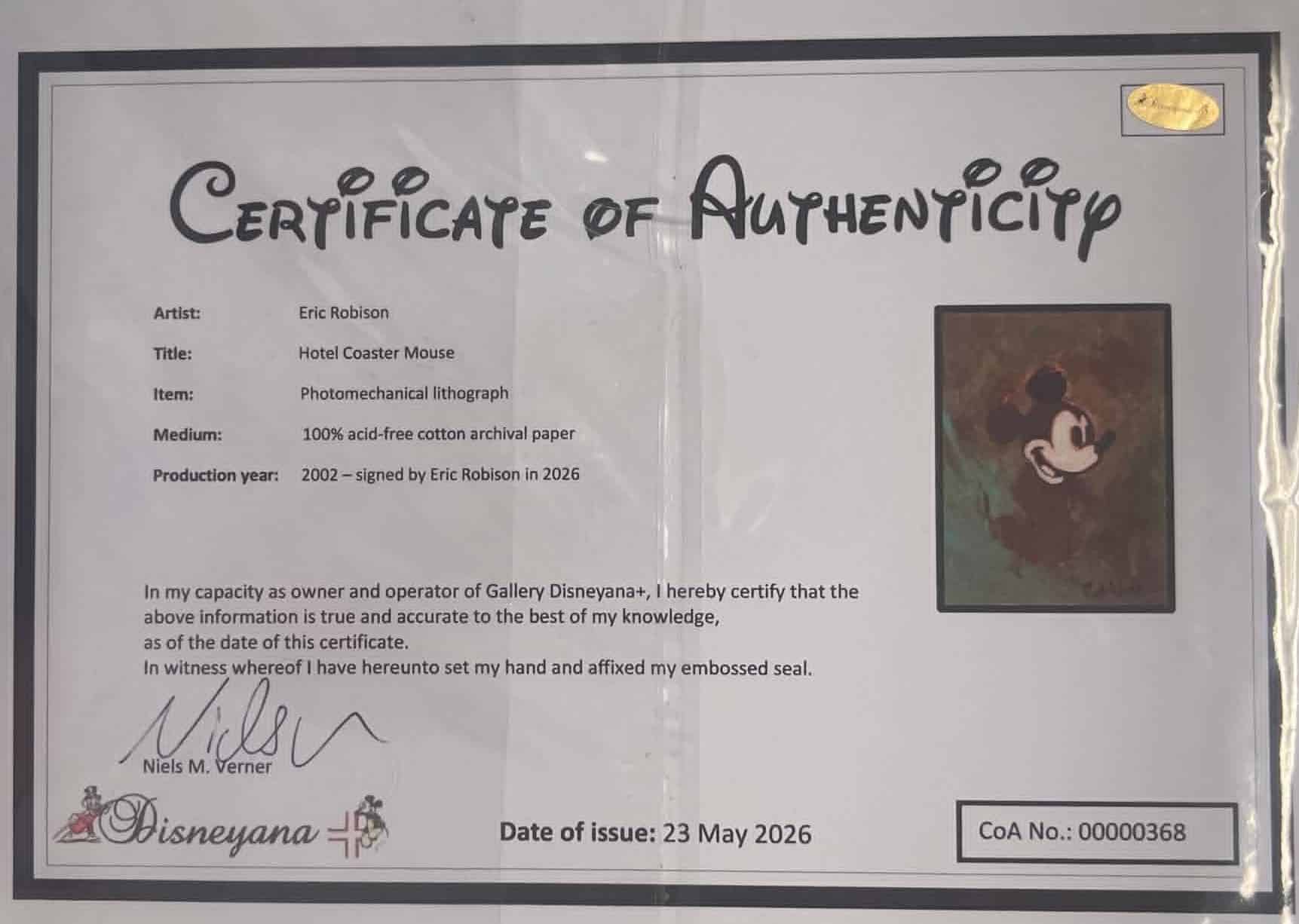 100 Mickeys lithograph: Hotel Coaster Mouse - Image 3
