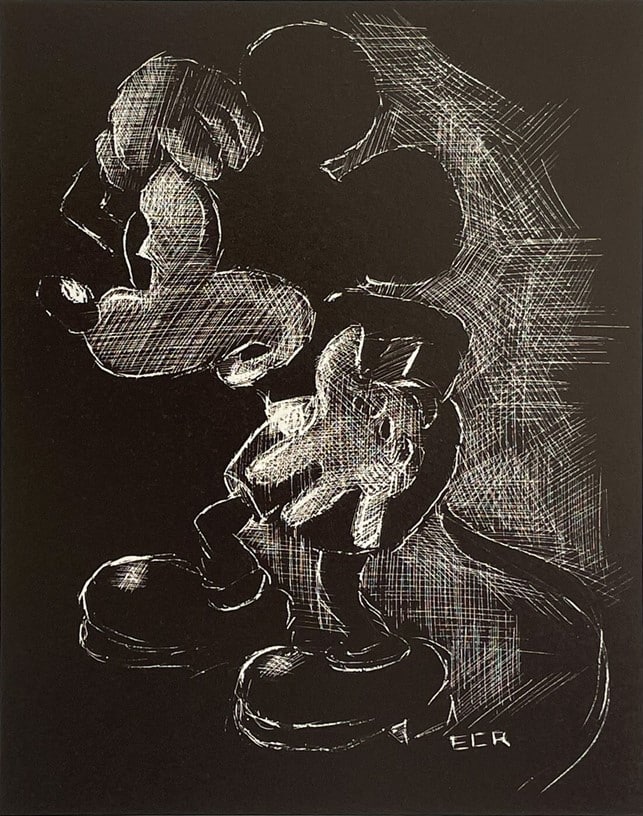 In The Dark - Hand-signed Mickey Mouse lithograph by Eric Robison