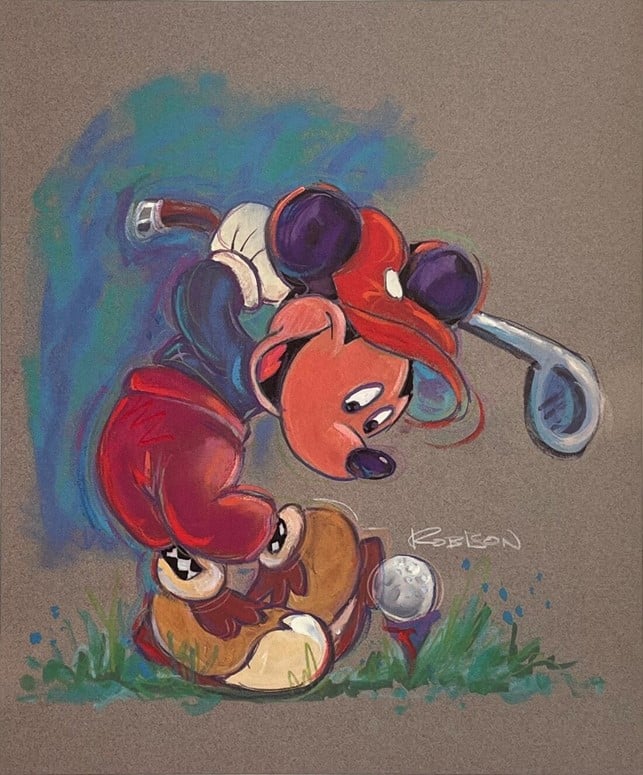 Tee It Up - Color - Hand-signed Mickey Mouse lithograph by Eric Robison