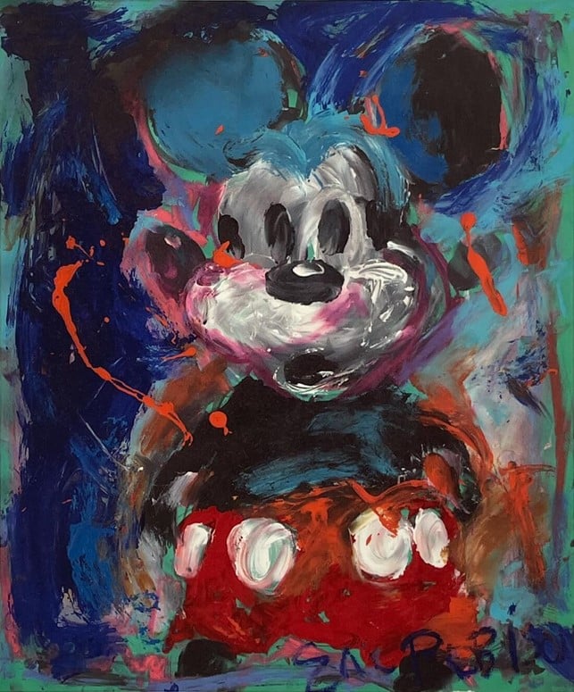 Look Left, Look Right - Hand-signed Mickey Mouse lithograph by Eric Robison