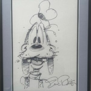 Original, hand-signed Goofy sketch by Disney artist Eric Robison