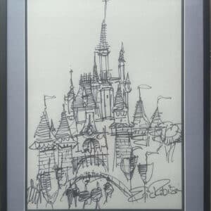 Original, hand-signed Disneyland castle study by Disney artist Eric Robison