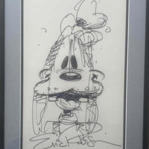 Original, hand-signed Goofy sketch by Disney artist Eric Robison
