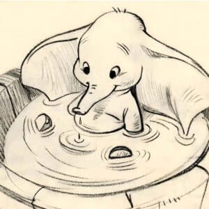 Dumbo fine art giclée: Tub Time Tickles